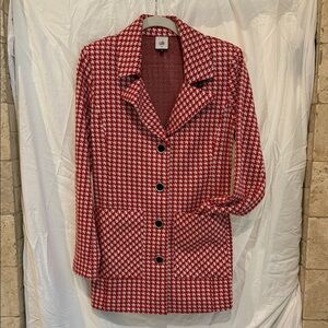 CAbi Red and White Houndstooth Blazer